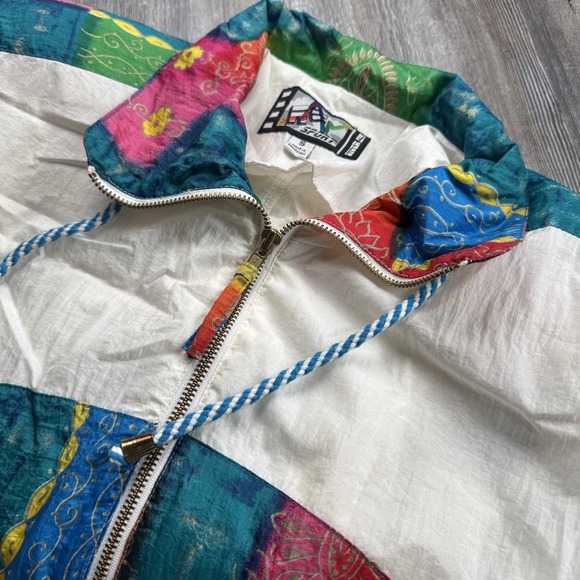 Vintage River Edge Women's Small 90s Windbreaker Full Zip 100% Nylon Y2K - Picture 2 of 8